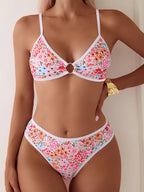 Maillot de bain 2 pièces  fleur imprimé pour femmes