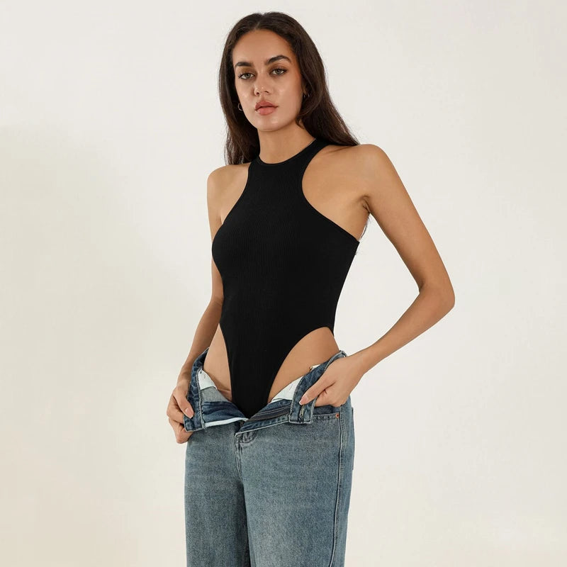 Body moulant sans manches pour femmes