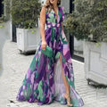 Robe longue fendue taille haute pour femmes