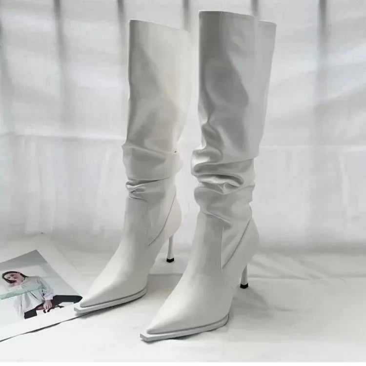 Bottes longues pointues au genou pour femmes