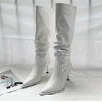 Bottes longues pointues au genou pour femmes
