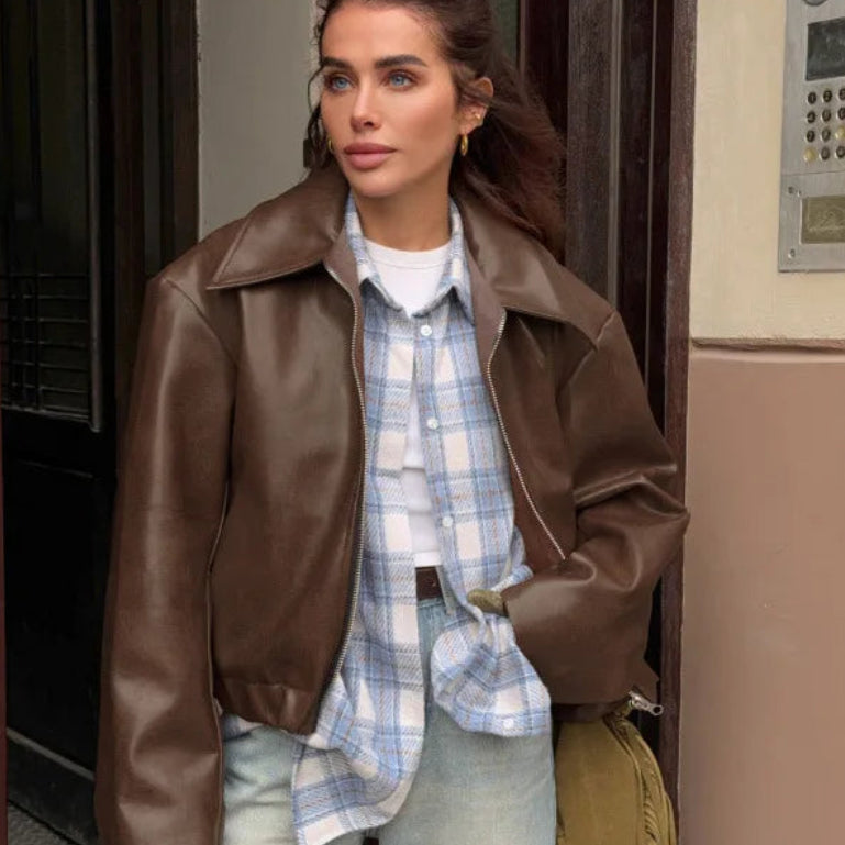 Veste en cuir ample et tendance pour femmes