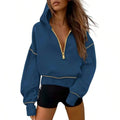 Sweat-shirt à capuche et demi-fermeture éclair pour femmes