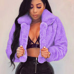 Manteau court en fausse fourrure pour femmes
