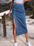 Jupes longues en Denim taille haute décontractée moulante pour femmes