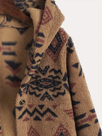Manteau en peluche autrichien ultra-fin imprimé national aztèque pour femmes