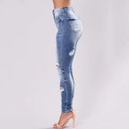 Jeans déchirés taille haute pour femmes