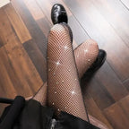 Collants brillant diamant en maille résille pour femmes