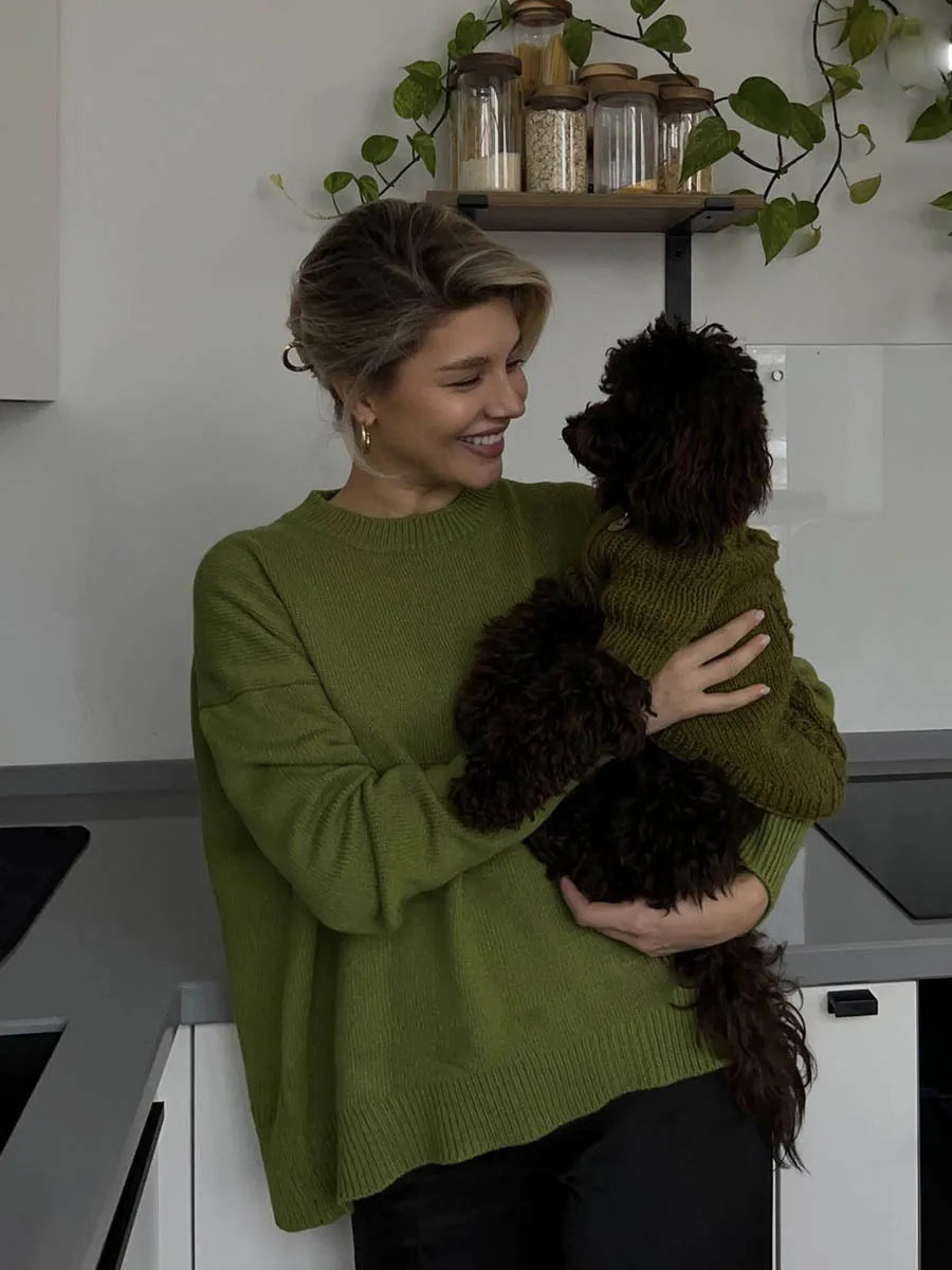 Pull Épais Femme – Col Rond et Coloris Uni