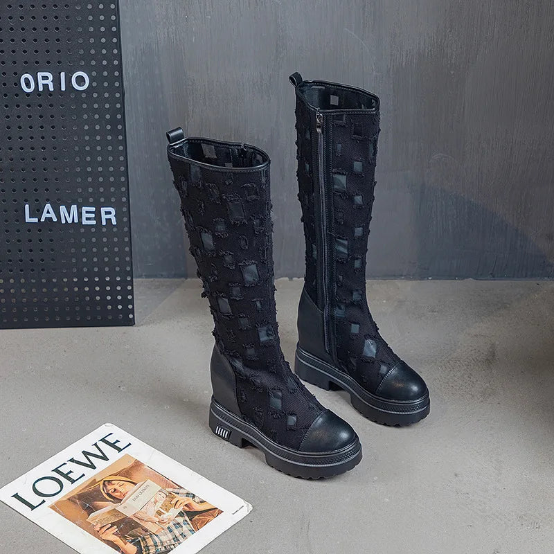 Bottes hautes à plateforme pour femmes