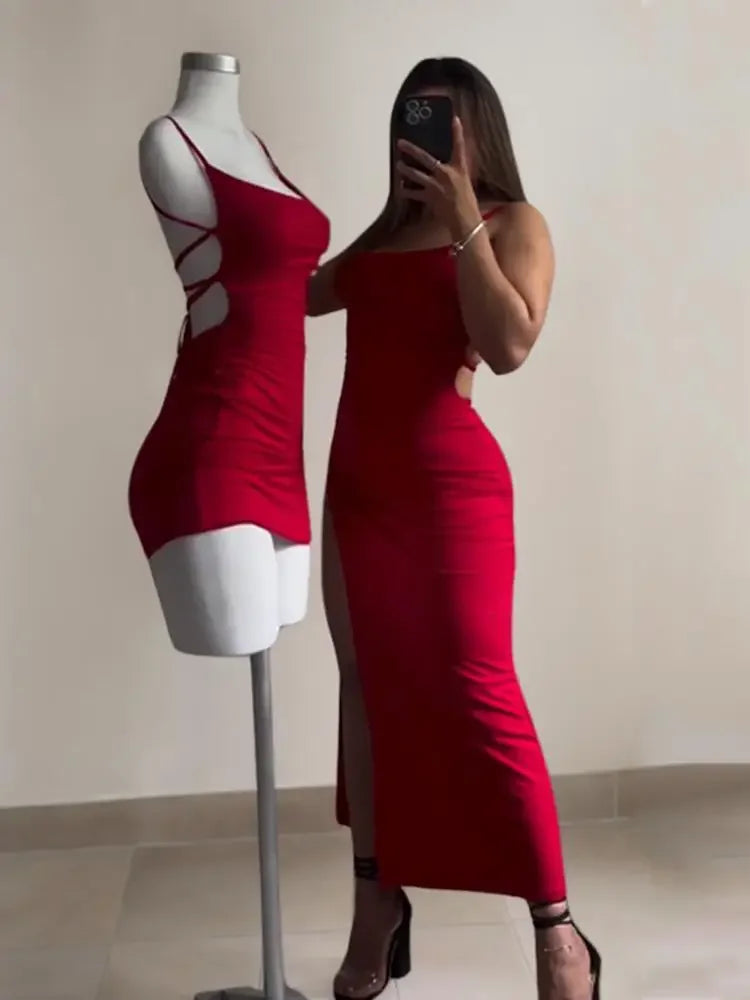Robe longue rouge élégante pour femmes