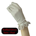 Gants de poignet courts en satin et tulle blanc pour femmes