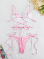 Maillot de bain deux pièces plissés pour femmes