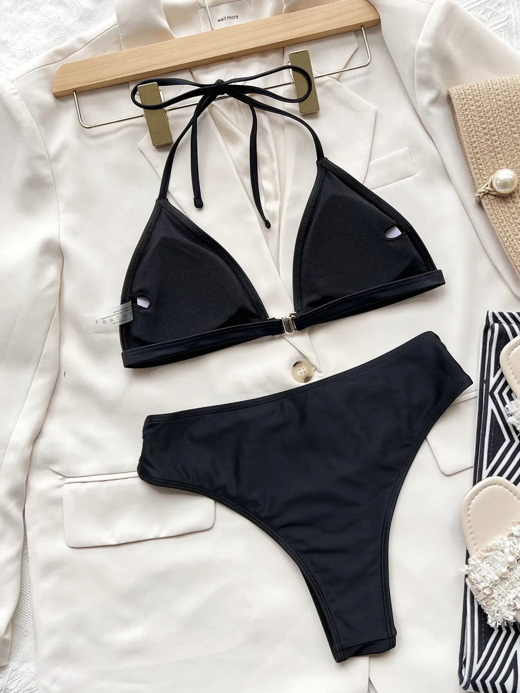 Maillots de bain deux pièces évider taille haute pour femmes