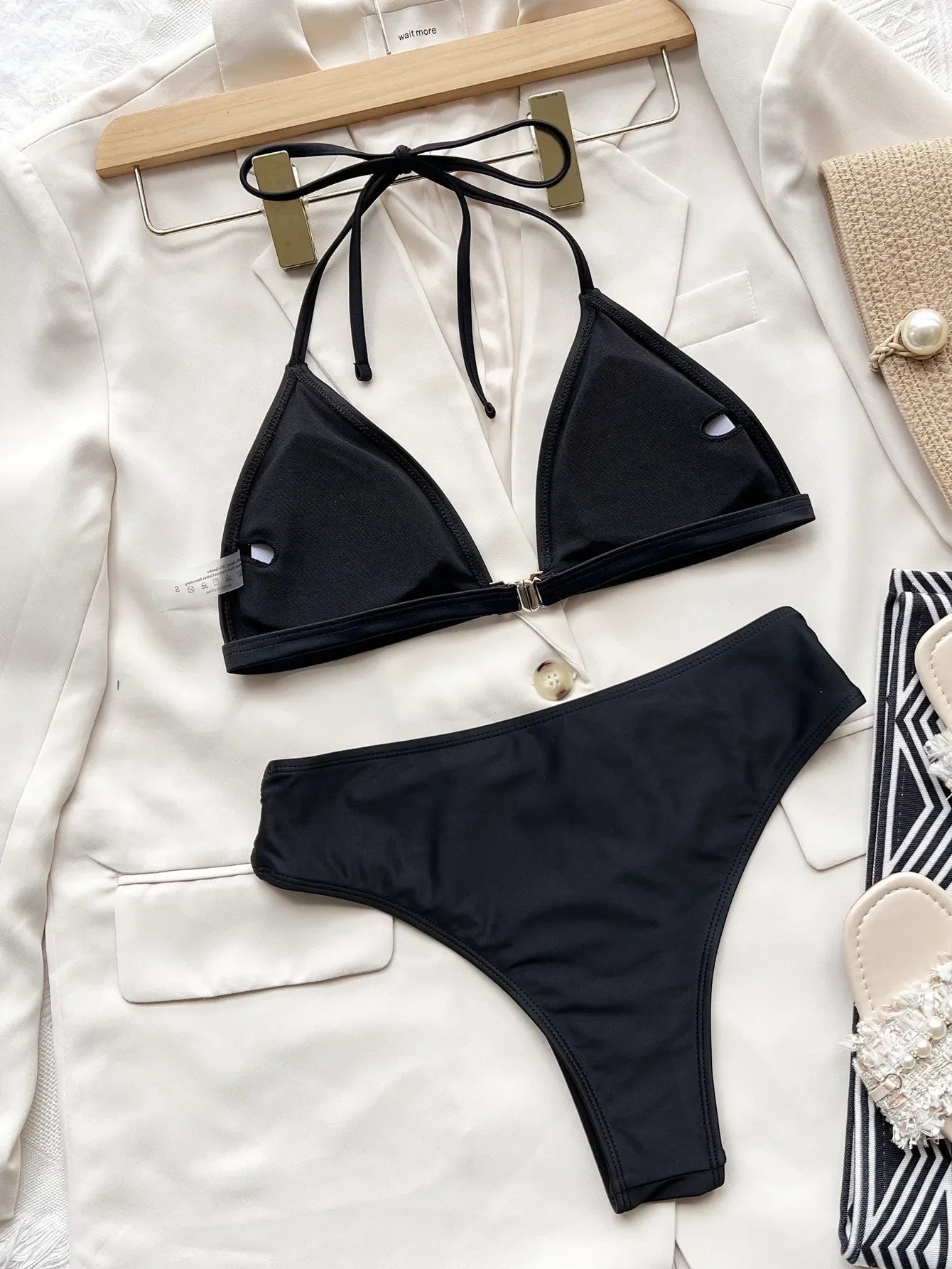 Maillots de bain deux pièces évider taille haute pour femmes