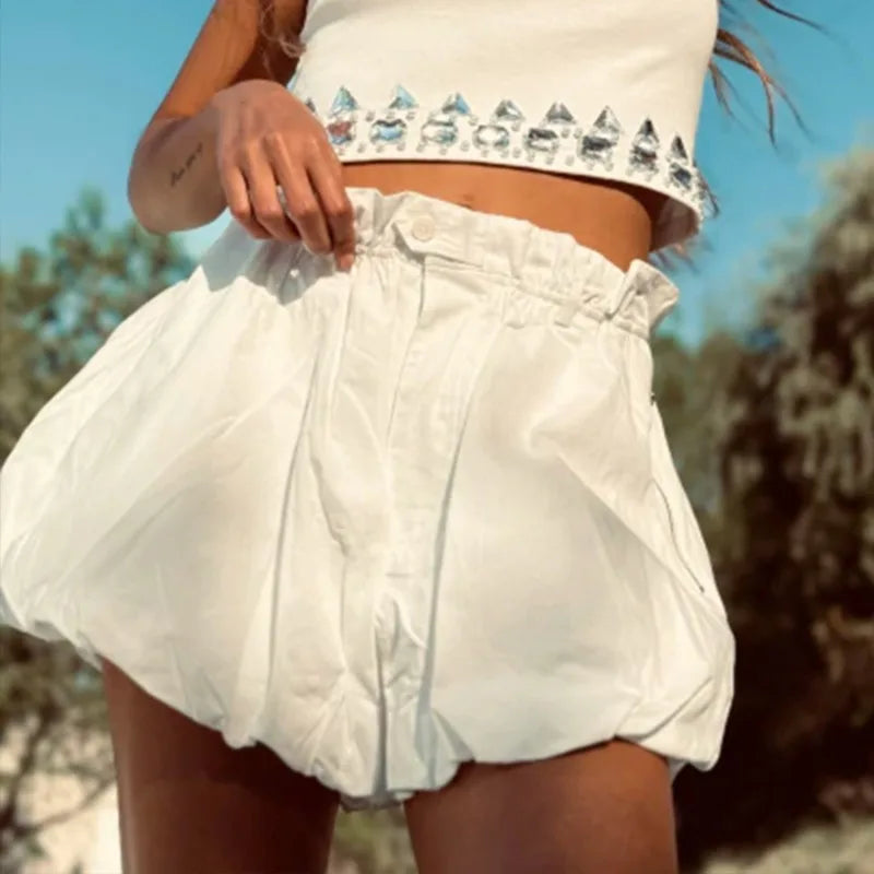 Short décontracté taille haute pour femmes