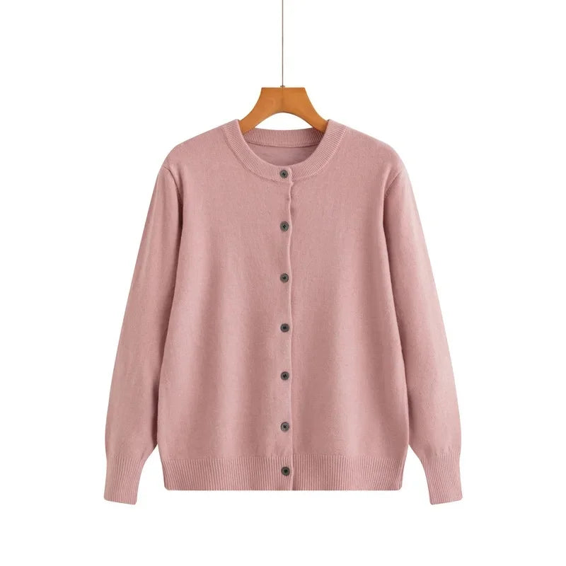 Cardigan tricoté à col rond pour femmes