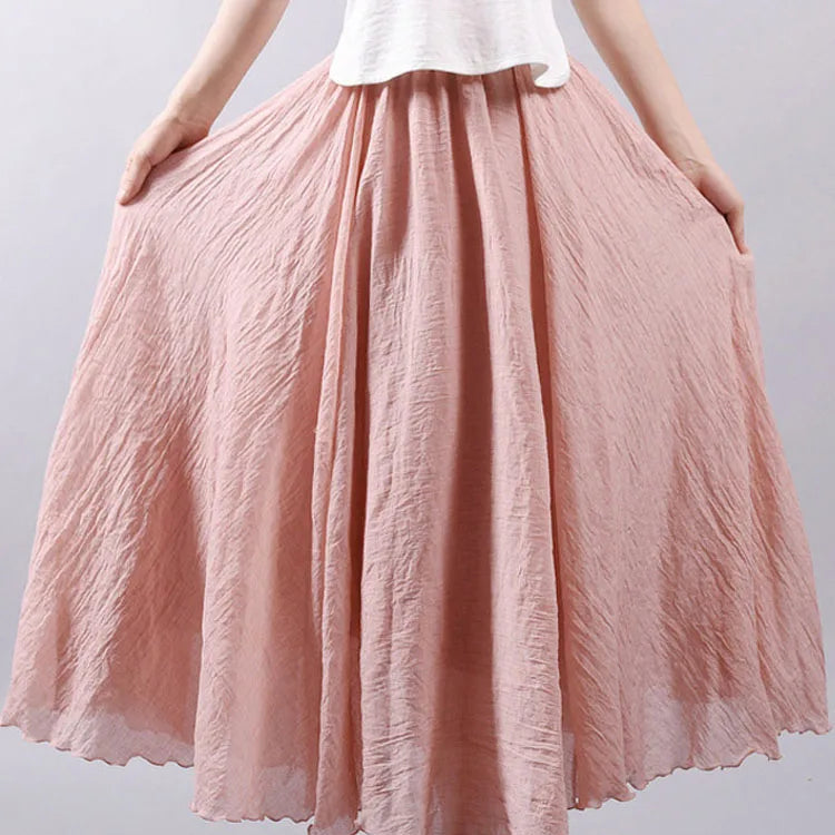Jupe maxi en lin taille haute pour femmes