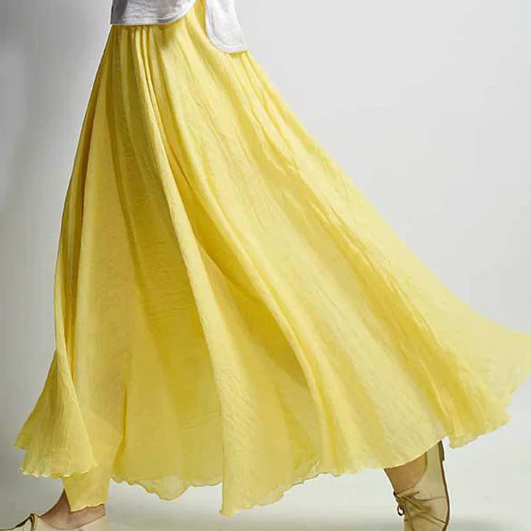 Jupe maxi en lin taille haute pour femmes