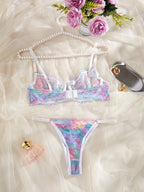 Ensemble de lingerie avec dentelle mince et anneau en acier pour femmes