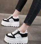 Baskets compensées en cuir pour femmes