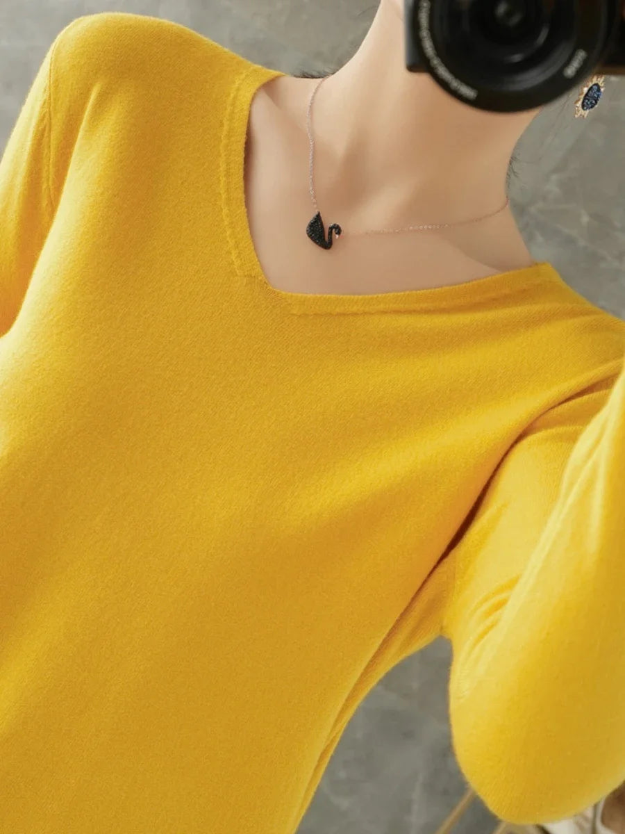 Pull en Maille Col V Femme – Style Confortable
