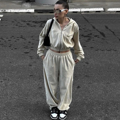 Ensemble 2 Pièces Femme – Cardigan à Capuche et Pantalon