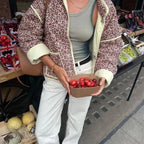 Veste en coton à imprimé floral vintage pour femmes