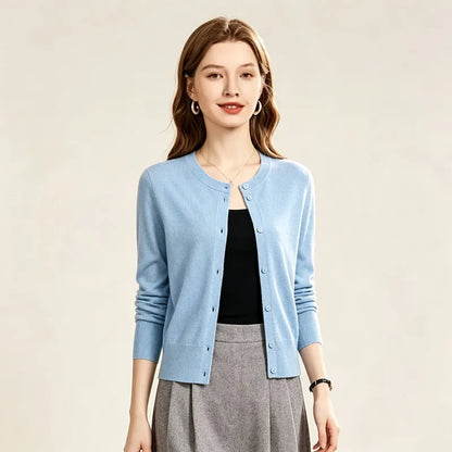 Cardigan Court en Maille Femme – Coupe Ample et Unie