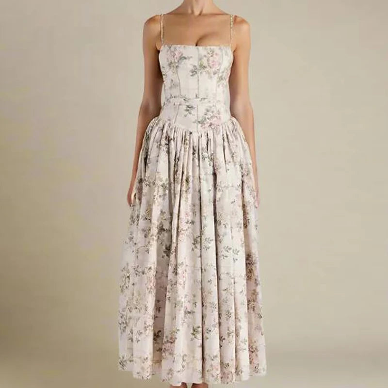Robe longue d'été à imprimé floral pour femmes