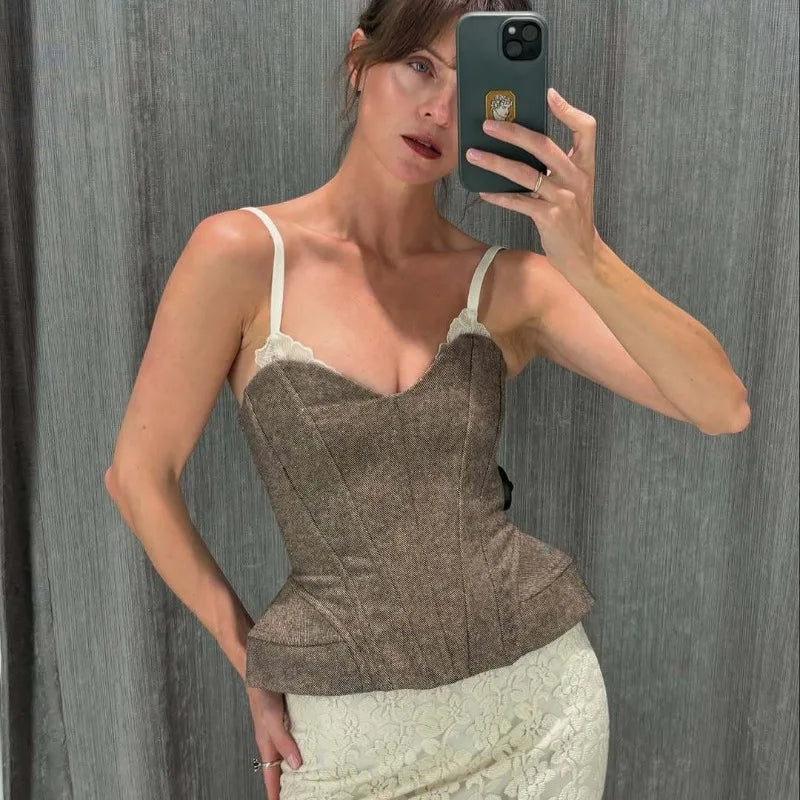 Débardeur corset à fines bretelles pour femmes