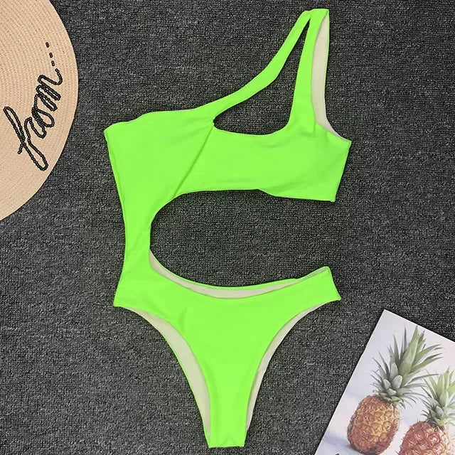Maillot de bain deux pièces asymétrique pour femmes