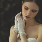 Gants de poignet courts en satin et tulle blanc pour femmes