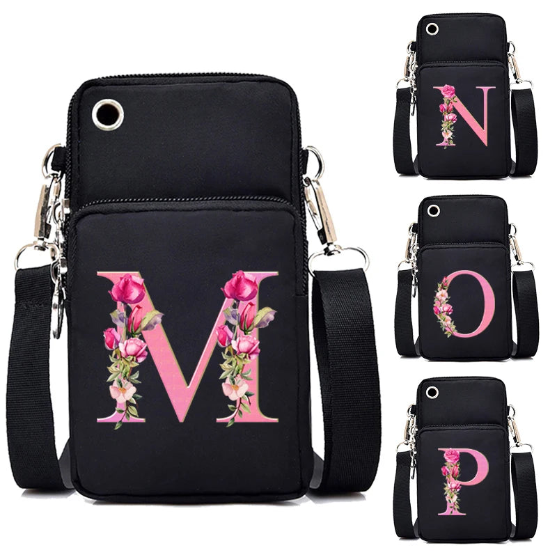 Sac à bandoulière série lettres Sakura rose pour téléphone portable pour femmes