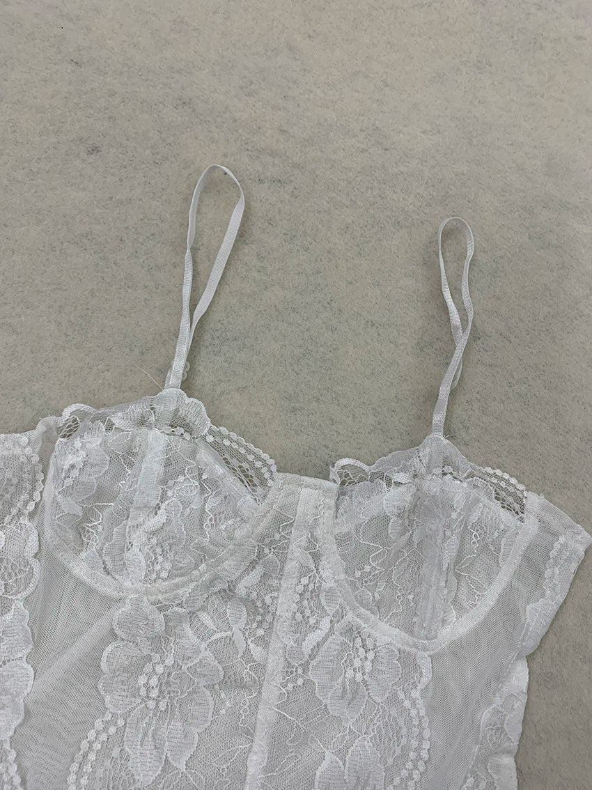 Body moulante en dentelle pour femmes