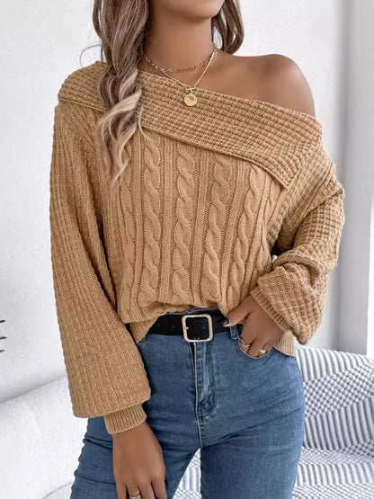 Pull Torsadé Femme – Épaules Dénudées Élégantes