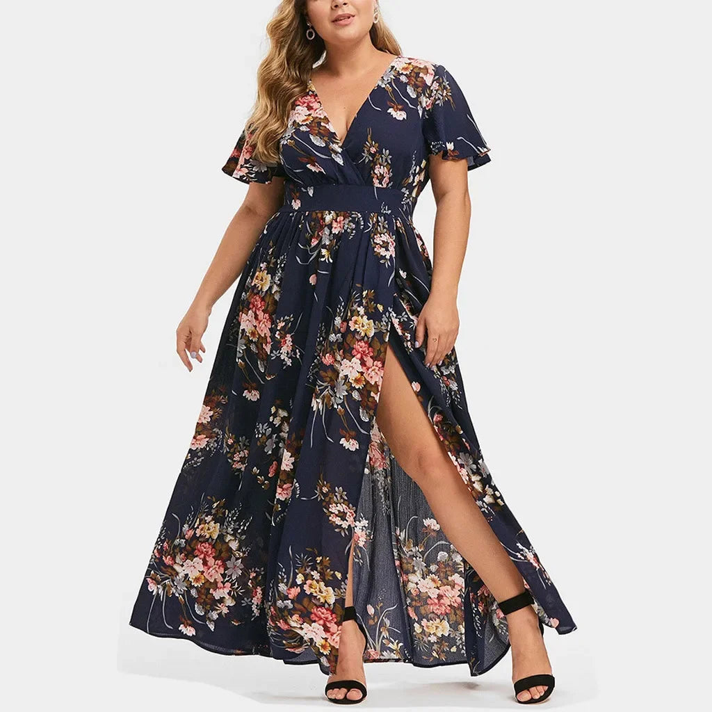 Robe fendue imprimée pour femmes