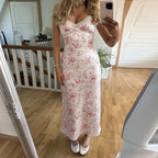 Robe longue dos nu à imprimé floral pour femmes