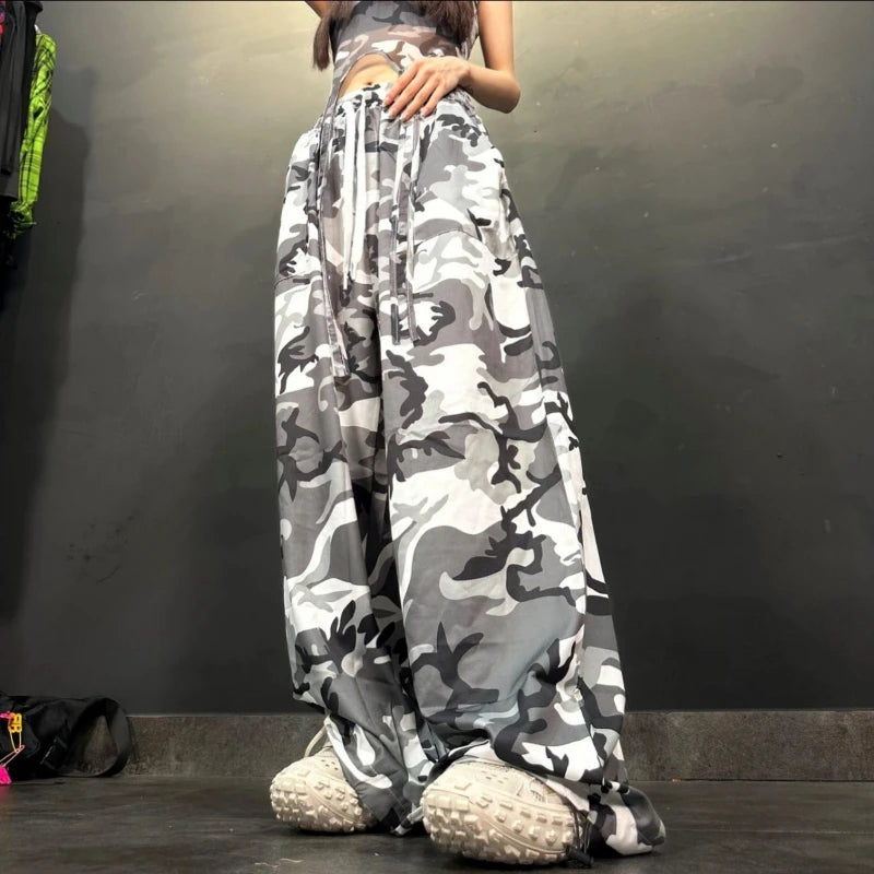 Pantalon ample de couleur camouflage esthétique pour femmes