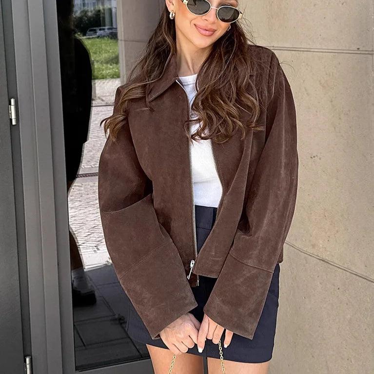 Veste courte vintage à col châle pour femmes