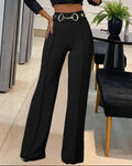 Pantalon droit taille haute tendance pour femmes