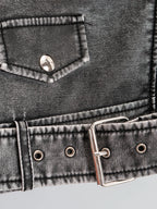 Veste courte en similicuir PU vintage pour femmes