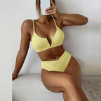 Maillot de bain deux pièces sexy à col en V profond pour femmes