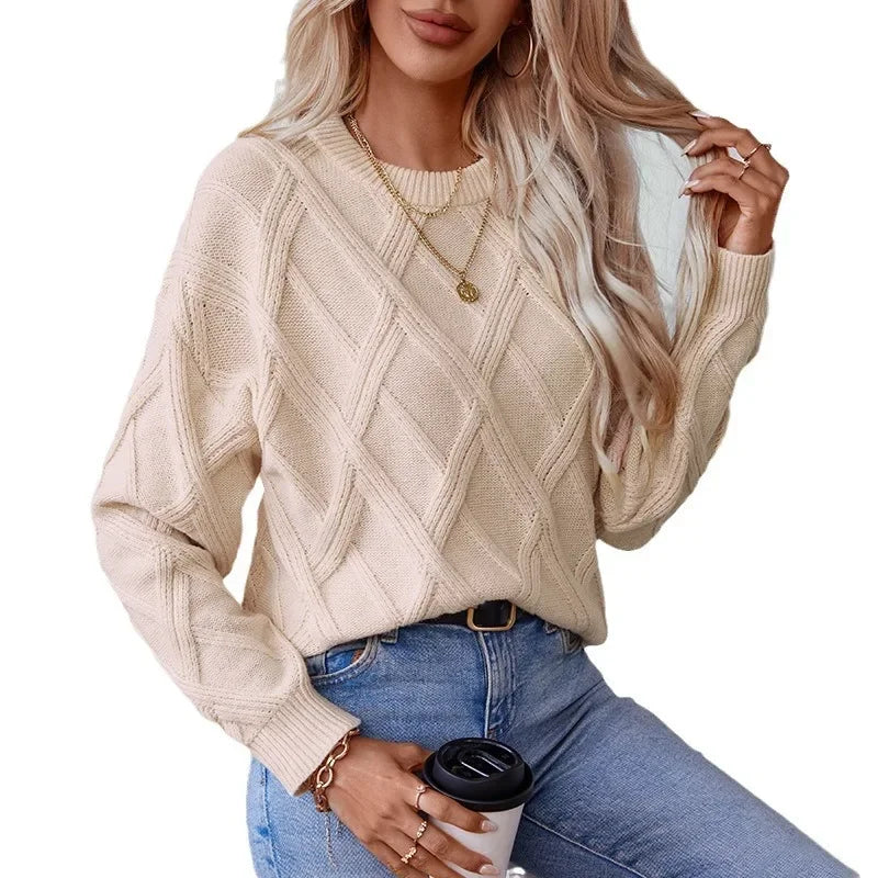 Pull à manches et col rond pour femmes