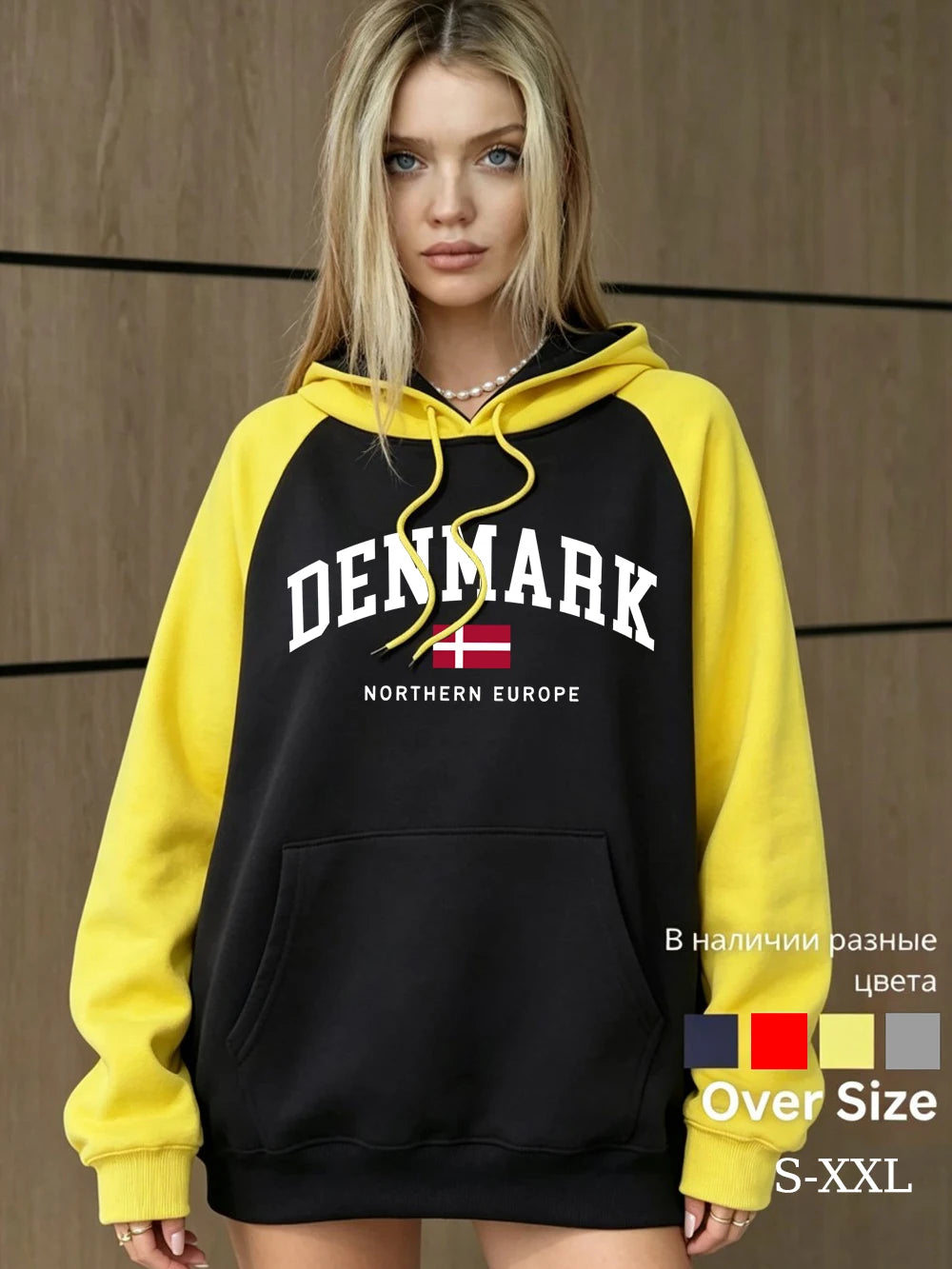Sweat à capuche imprimé Denmark pour femmes