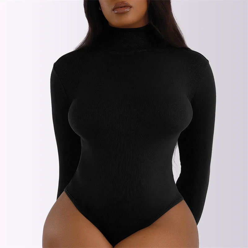 Body noir à manches longues pour femmes