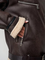 Veste en faux cuir et fourrure d'agneau pour femmes