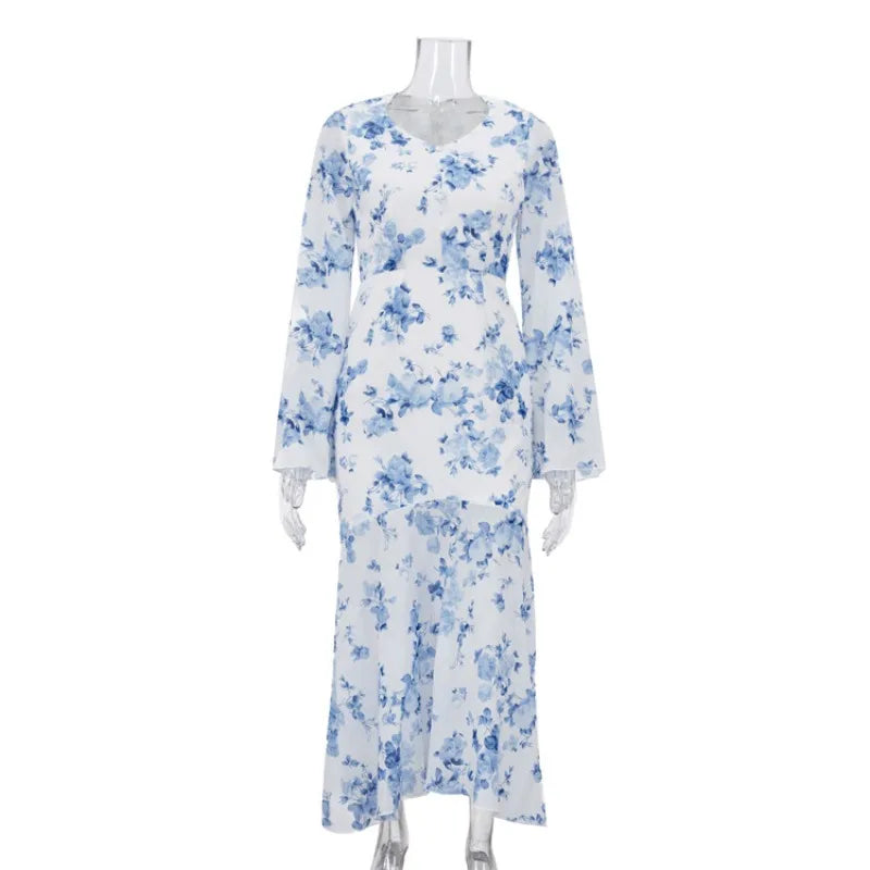 Robe longue élégante à fleurs pour femmes