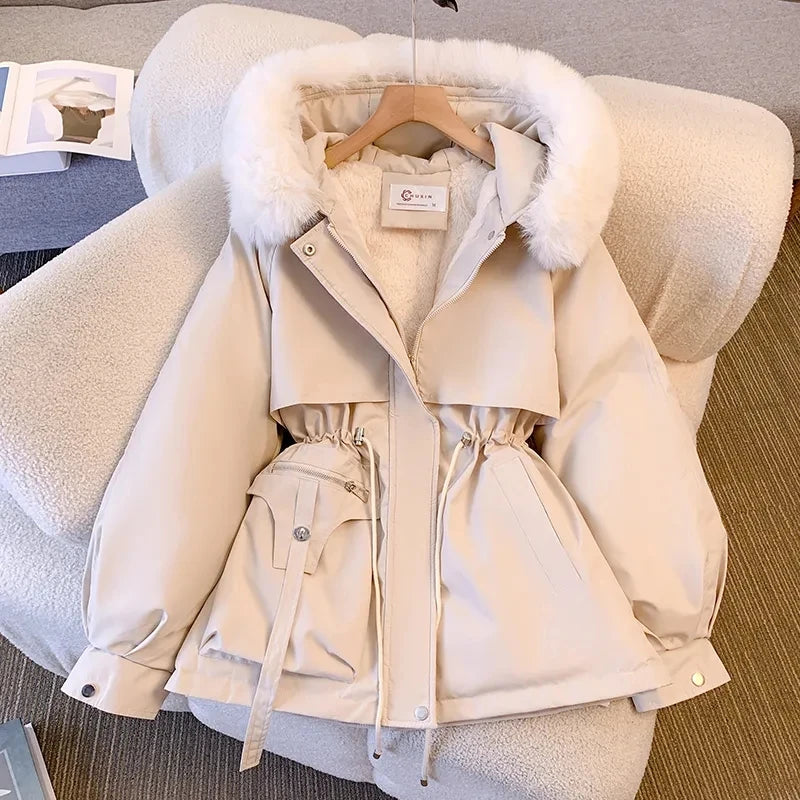 Manteau d'hiver rembourrée à capuche pour femmes