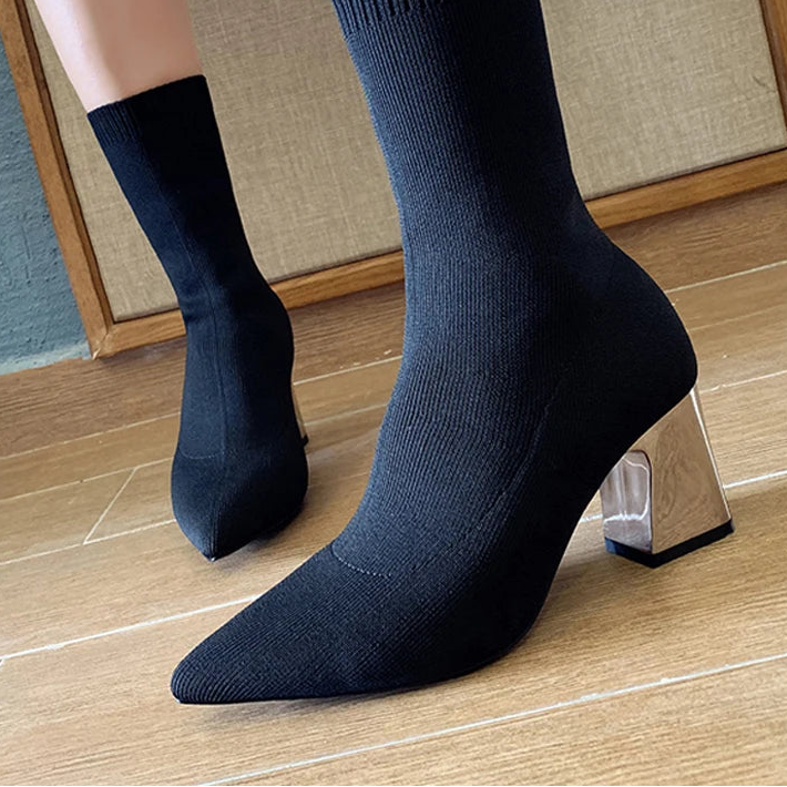 Bottines extensibles en tricot de haute qualité pour femmes